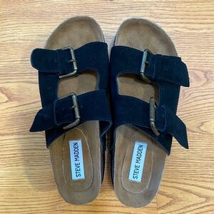 Kali Black Suede - Platform Sandals | Steve Madden